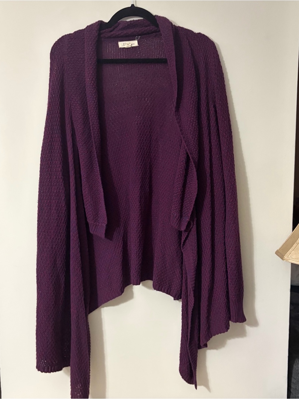 Women’s Open-Front Draped Cardigan Sweater in Plum by JJ Sport
